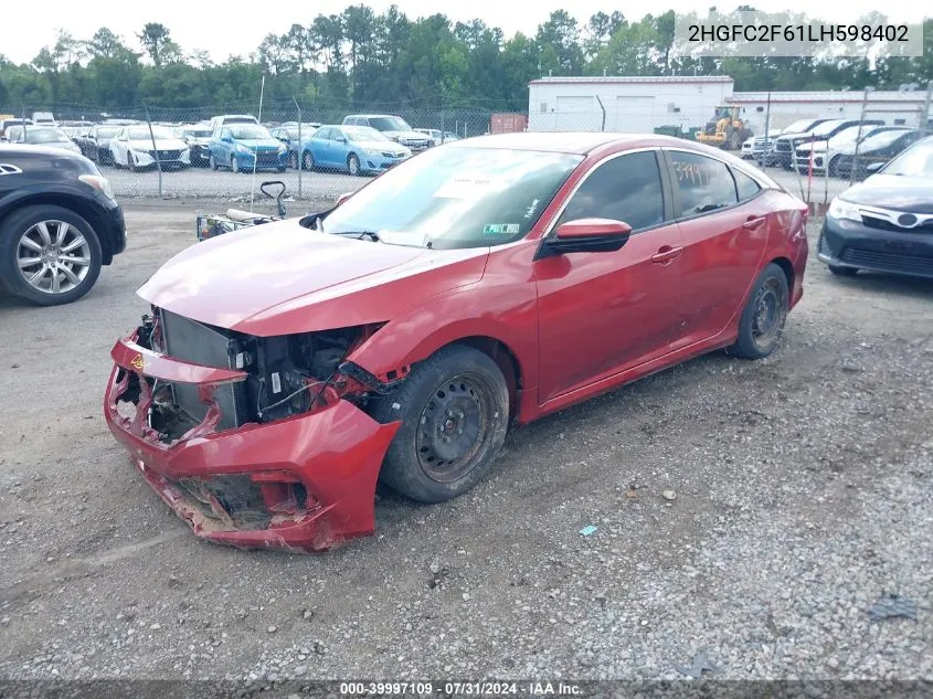 2HGFC2F61LH598402 2020 Honda Civic Lx