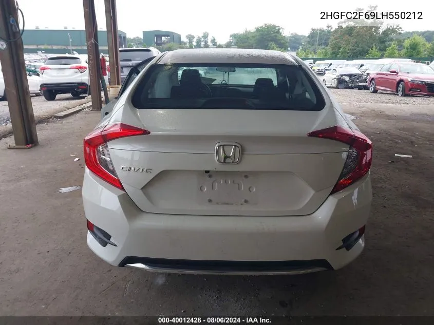 2020 Honda Civic Lx VIN: 2HGFC2F69LH550212 Lot: 40012428