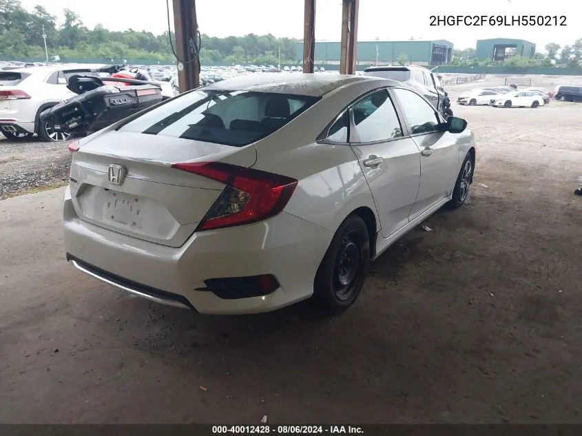 2020 Honda Civic Lx VIN: 2HGFC2F69LH550212 Lot: 40012428