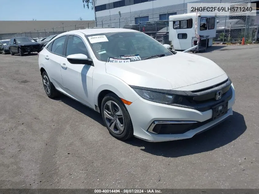 2020 Honda Civic Lx VIN: 2HGFC2F69LH571240 Lot: 40014496