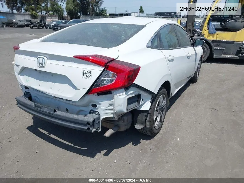 2020 Honda Civic Lx VIN: 2HGFC2F69LH571240 Lot: 40014496