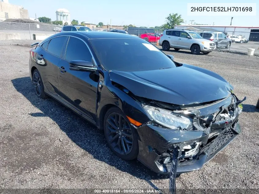 2020 Honda Civic Si Sedan VIN: 2HGFC1E52LH701698 Lot: 40018164