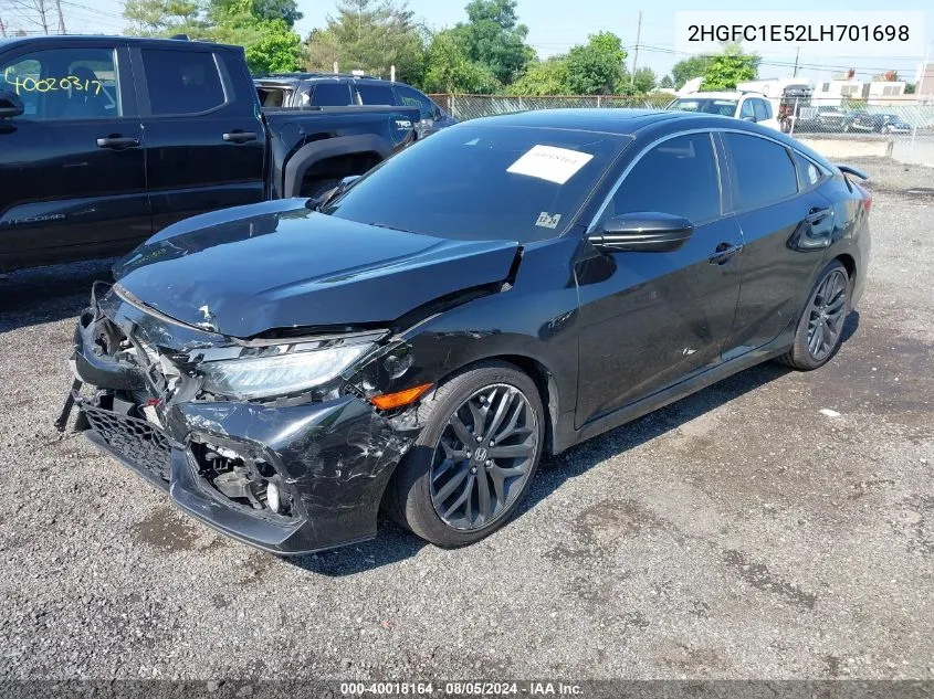 2020 Honda Civic Si Sedan VIN: 2HGFC1E52LH701698 Lot: 40018164