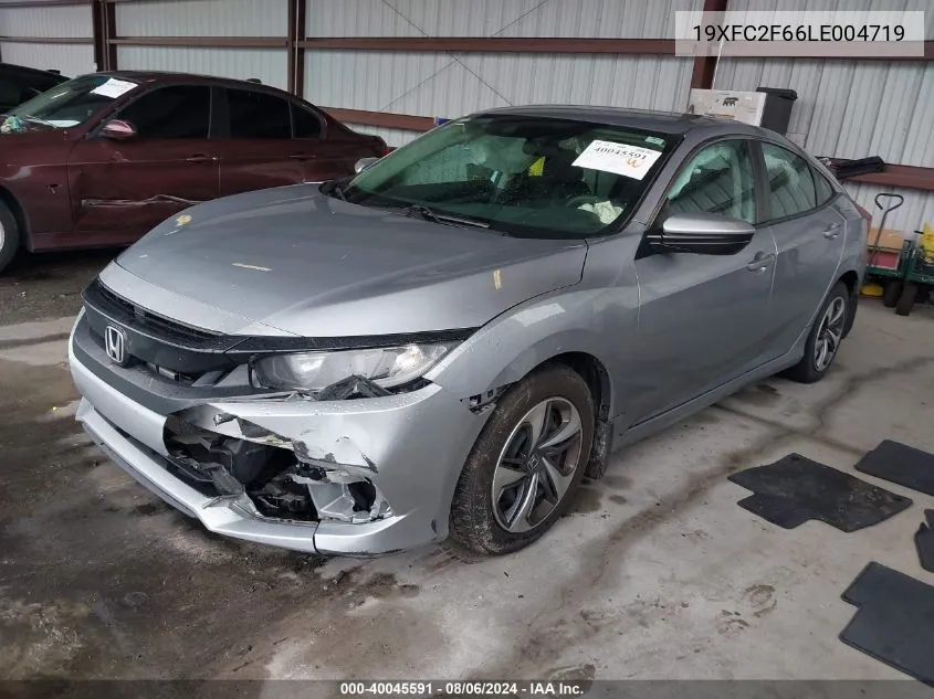 2020 Honda Civic Lx VIN: 19XFC2F66LE004719 Lot: 40045591