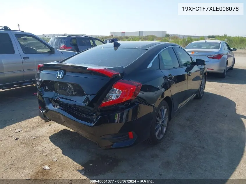 2020 Honda Civic Ex-L VIN: 19XFC1F7XLE008078 Lot: 40051377