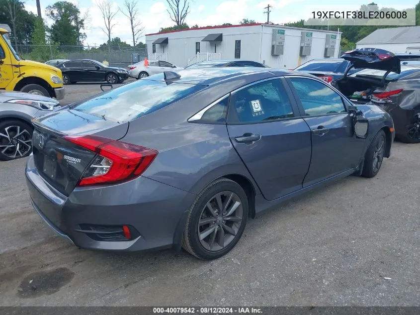 2020 Honda Civic Ex VIN: 19XFC1F38LE206008 Lot: 40079542