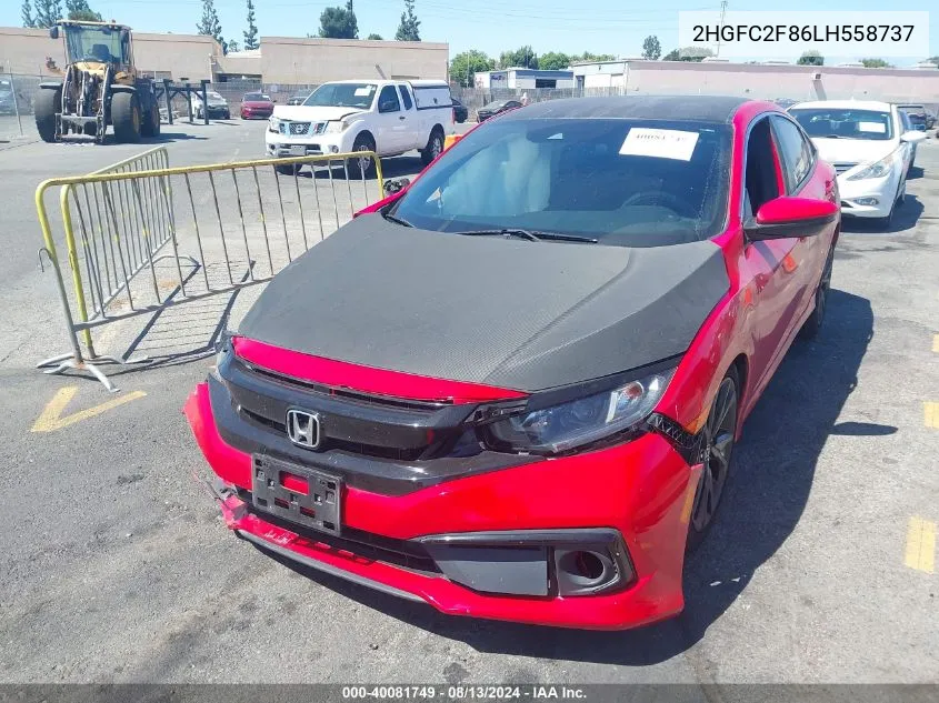 2020 Honda Civic Sport VIN: 2HGFC2F86LH558737 Lot: 40081749