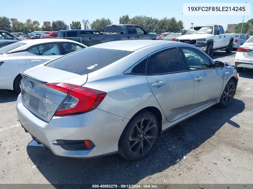 2020 Honda Civic Sport VIN: 19XFC2F85LE214245 Lot: 40093279