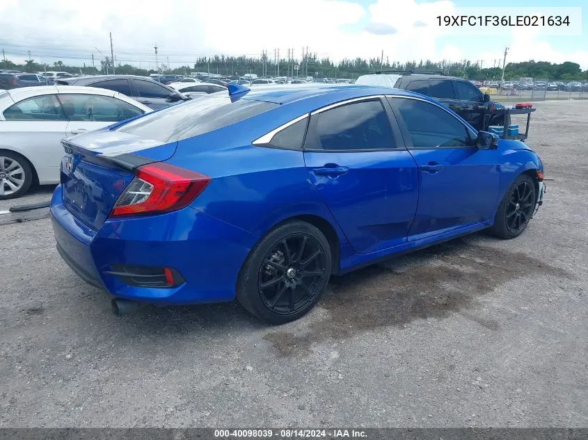 2020 Honda Civic Ex VIN: 19XFC1F36LE021634 Lot: 40098039