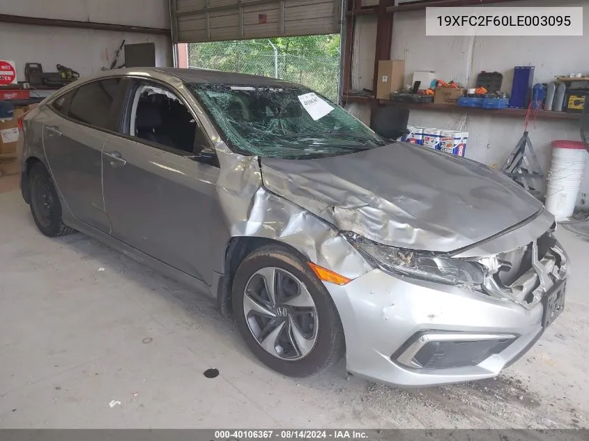 2020 Honda Civic Lx VIN: 19XFC2F60LE003095 Lot: 40106367