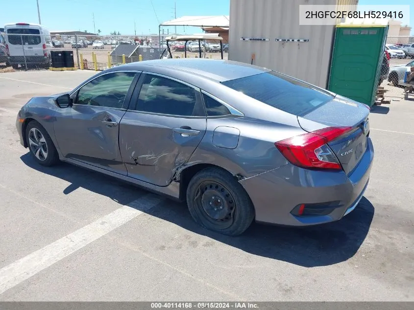 2020 Honda Civic Lx VIN: 2HGFC2F68LH529416 Lot: 40114168