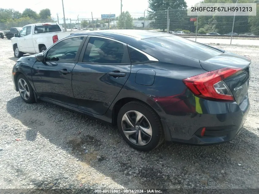 2020 Honda Civic Lx VIN: 2HGFC2F67LH591213 Lot: 40116941