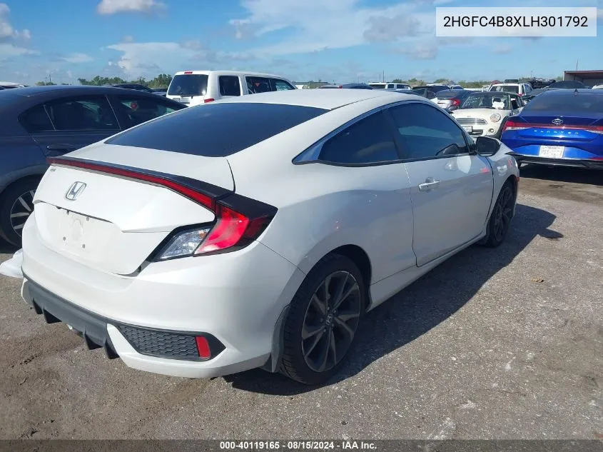 2020 Honda Civic Sport VIN: 2HGFC4B8XLH301792 Lot: 40119165