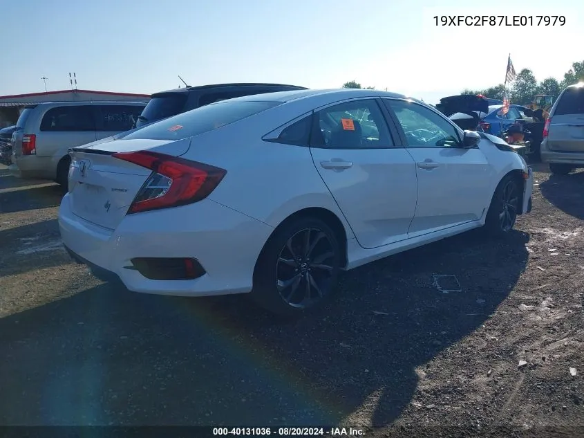 2020 Honda Civic Sport VIN: 19XFC2F87LE017979 Lot: 40131036