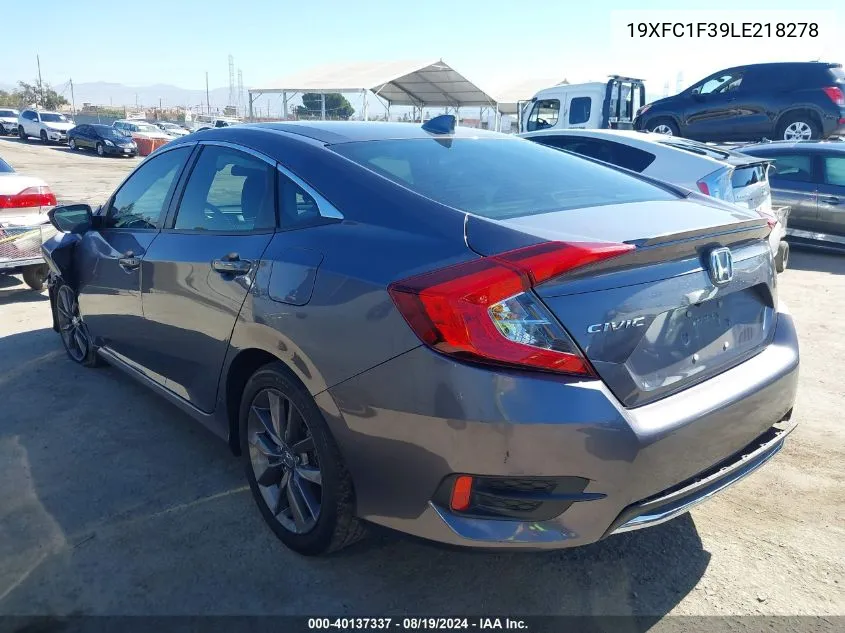 2020 Honda Civic Ex VIN: 19XFC1F39LE218278 Lot: 40137337