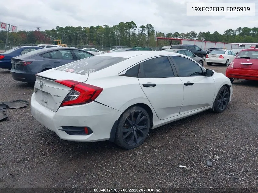 2020 Honda Civic Sport VIN: 19XFC2F87LE025919 Lot: 40171765