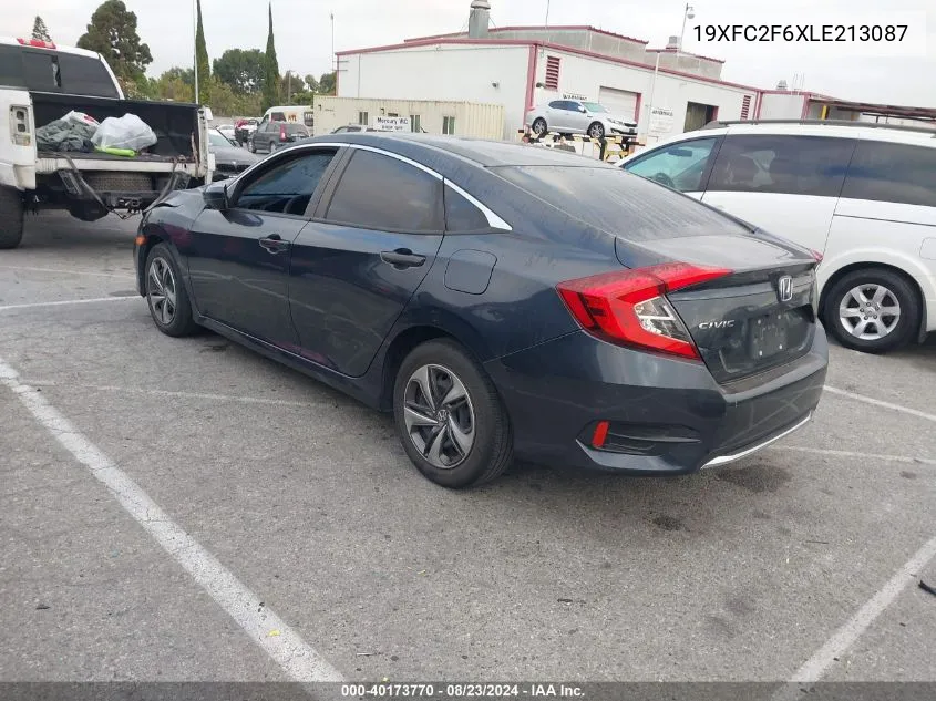 2020 Honda Civic Lx VIN: 19XFC2F6XLE213087 Lot: 40173770