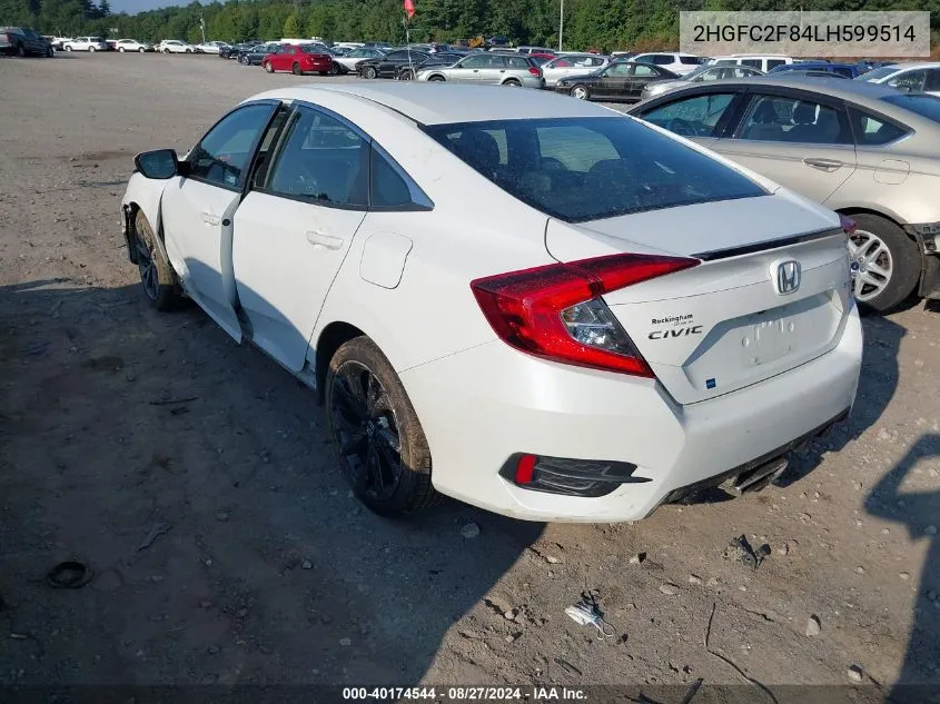 2020 Honda Civic Sport VIN: 2HGFC2F84LH599514 Lot: 40174544