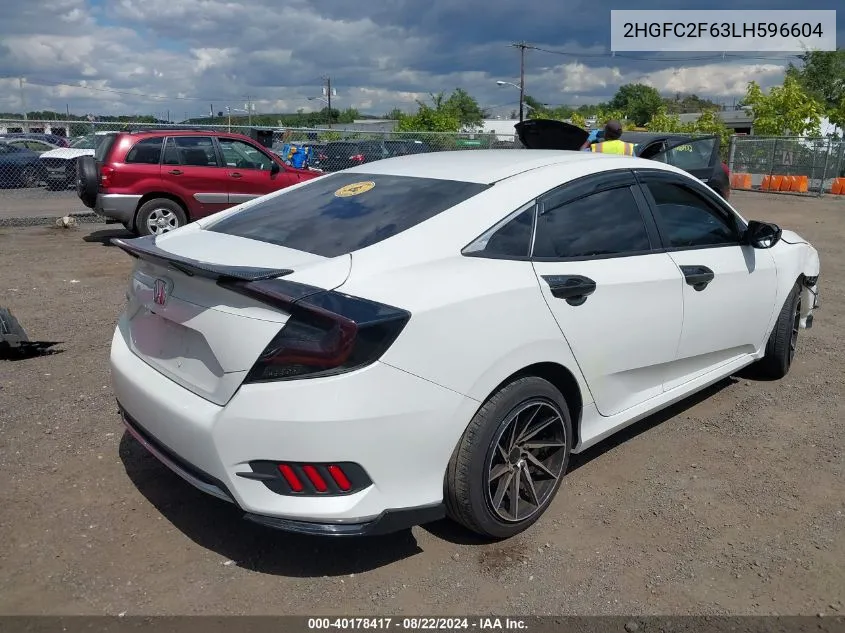 2020 Honda Civic Lx VIN: 2HGFC2F63LH596604 Lot: 40178417