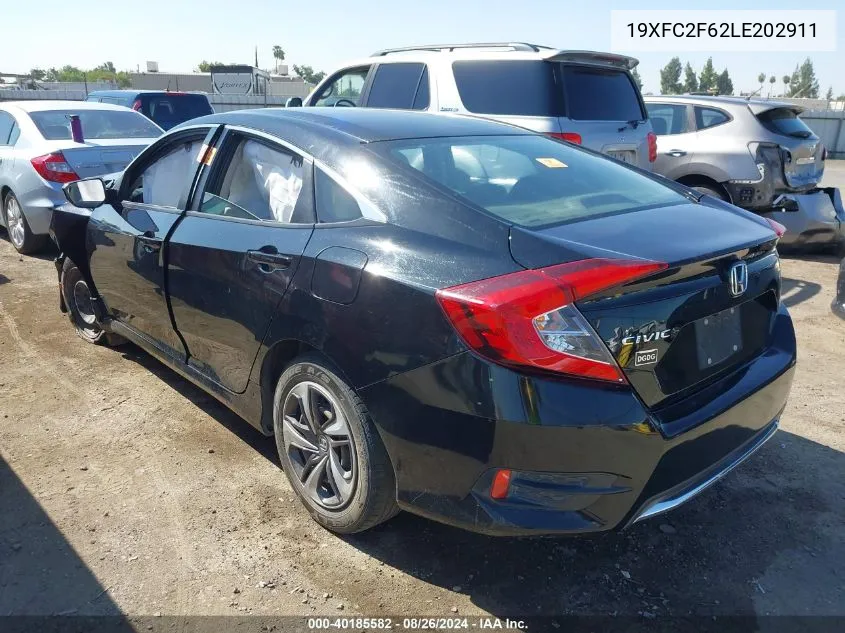 2020 Honda Civic Lx VIN: 19XFC2F62LE202911 Lot: 40185582