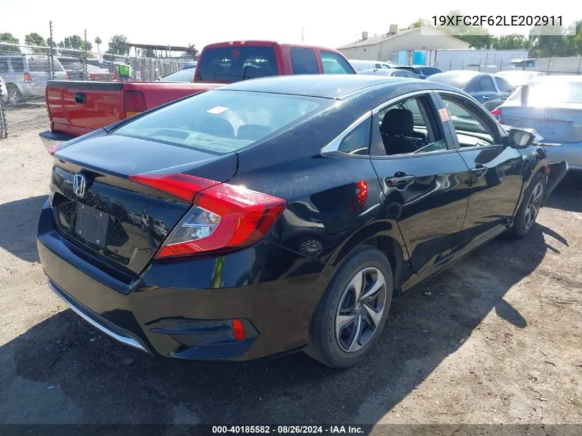 2020 Honda Civic Lx VIN: 19XFC2F62LE202911 Lot: 40185582