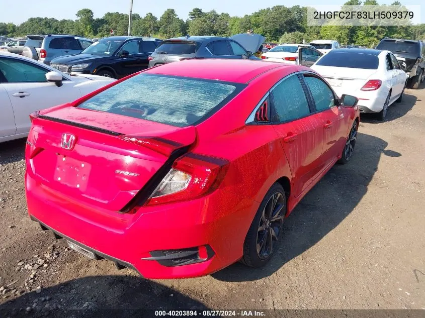 2020 Honda Civic Sport VIN: 2HGFC2F83LH509379 Lot: 40203894