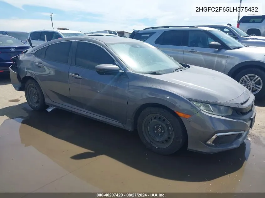 2020 Honda Civic Lx VIN: 2HGFC2F65LH575432 Lot: 40207420