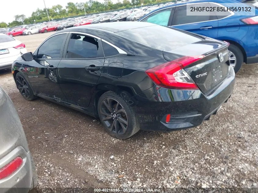 2020 Honda Civic Sport VIN: 2HGFC2F85LH569132 Lot: 40216955