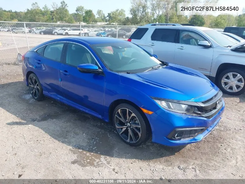 2020 Honda Civic Sport VIN: 2HGFC2F87LH584540 Lot: 40231108