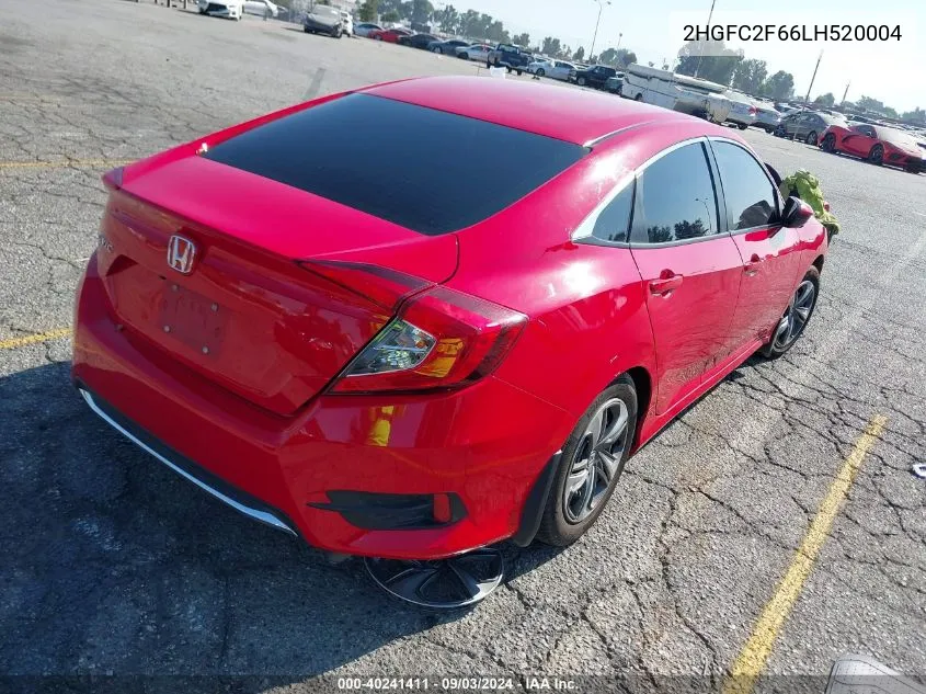 2020 Honda Civic Lx VIN: 2HGFC2F66LH520004 Lot: 40241411