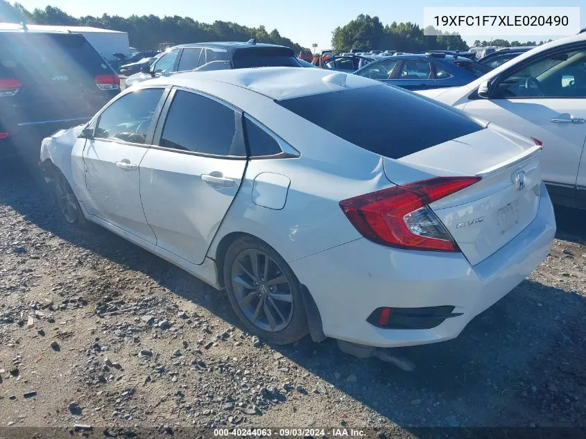 2020 Honda Civic Ex-L VIN: 19XFC1F7XLE020490 Lot: 40244063