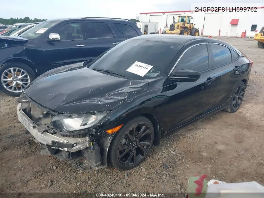 2020 Honda Civic Sport VIN: 2HGFC2F81LH599762 Lot: 40249116