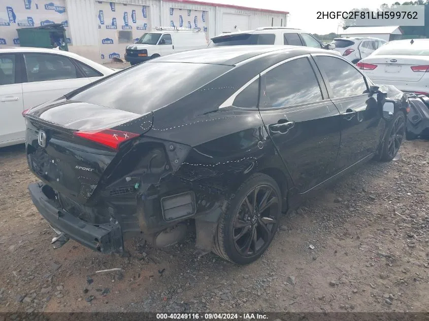 2020 Honda Civic Sport VIN: 2HGFC2F81LH599762 Lot: 40249116