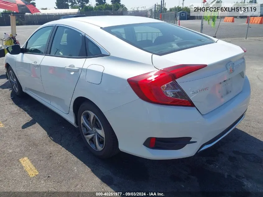 2020 Honda Civic Lx VIN: 2HGFC2F6XLH513119 Lot: 40251977