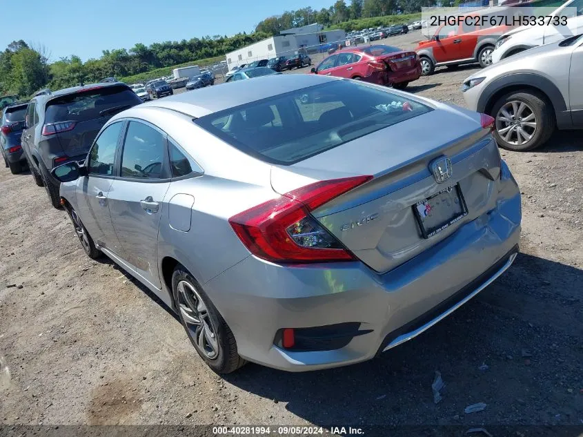 2020 Honda Civic Lx VIN: 2HGFC2F67LH533733 Lot: 40281994