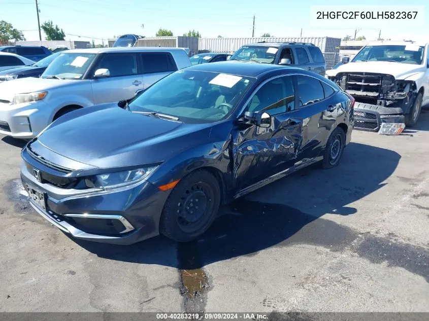 2020 Honda Civic Lx VIN: 2HGFC2F60LH582367 Lot: 40283219