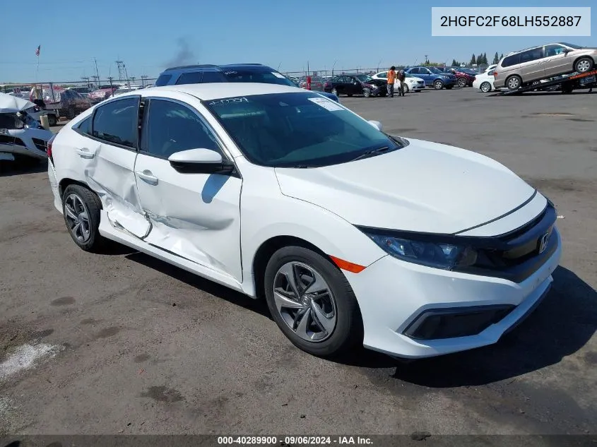 2020 Honda Civic Lx VIN: 2HGFC2F68LH552887 Lot: 40289900