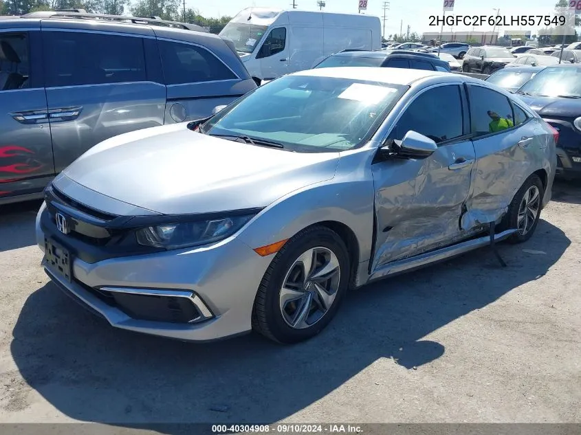 2020 Honda Civic Lx VIN: 2HGFC2F62LH557549 Lot: 40304908