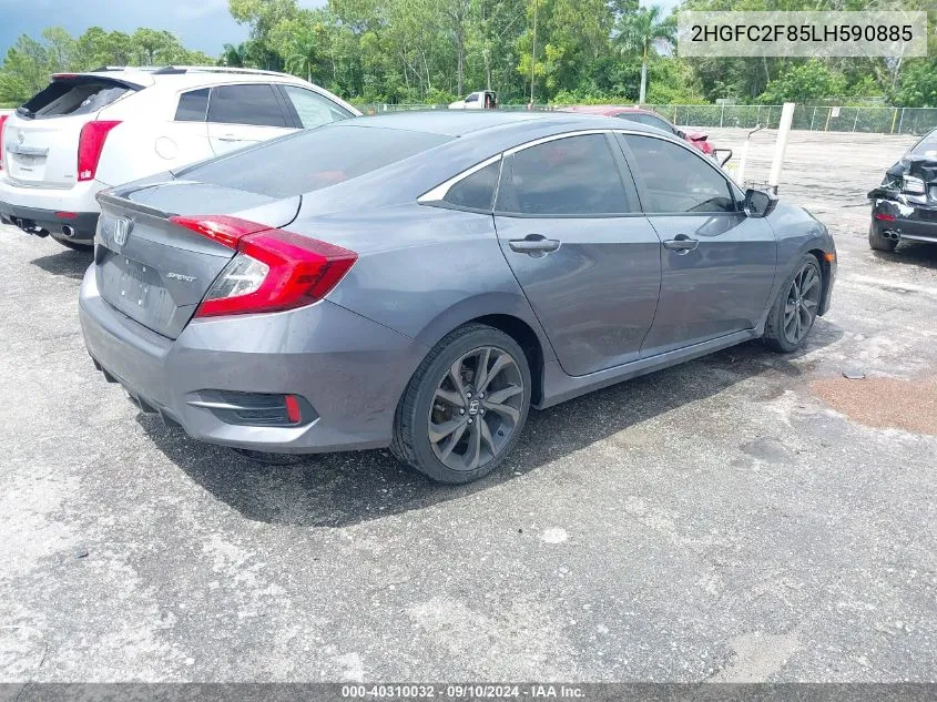 2020 Honda Civic Sport VIN: 2HGFC2F85LH590885 Lot: 40310032