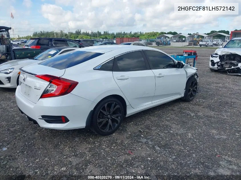 2020 Honda Civic Sport VIN: 2HGFC2F81LH572142 Lot: 40320270