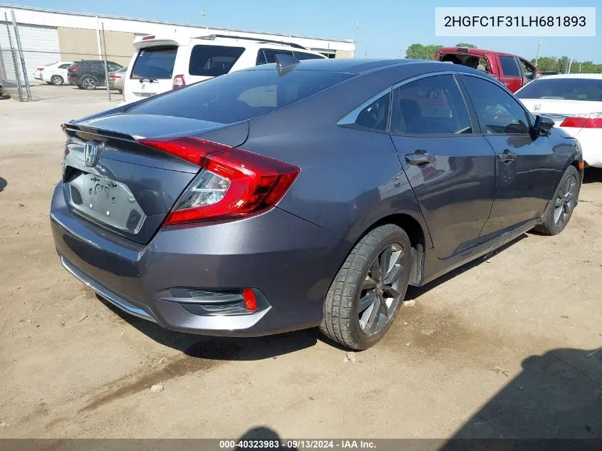 2020 Honda Civic Ex VIN: 2HGFC1F31LH681893 Lot: 40323983