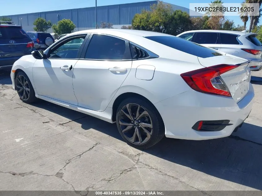 2020 Honda Civic Sport VIN: 19XFC2F83LE216205 Lot: 40347535