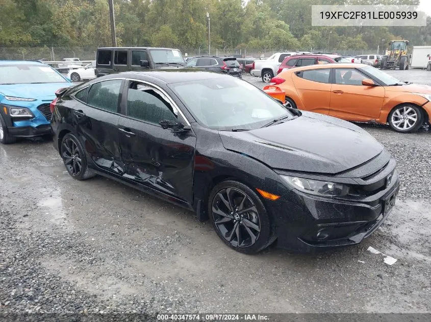 2020 Honda Civic Sport VIN: 19XFC2F81LE005939 Lot: 40347574