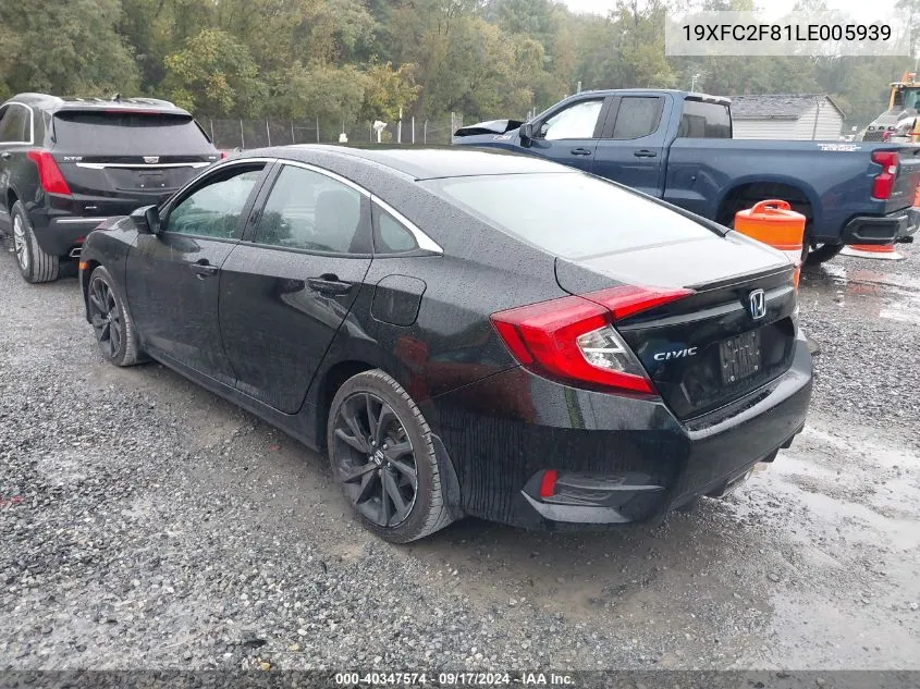 2020 Honda Civic Sport VIN: 19XFC2F81LE005939 Lot: 40347574