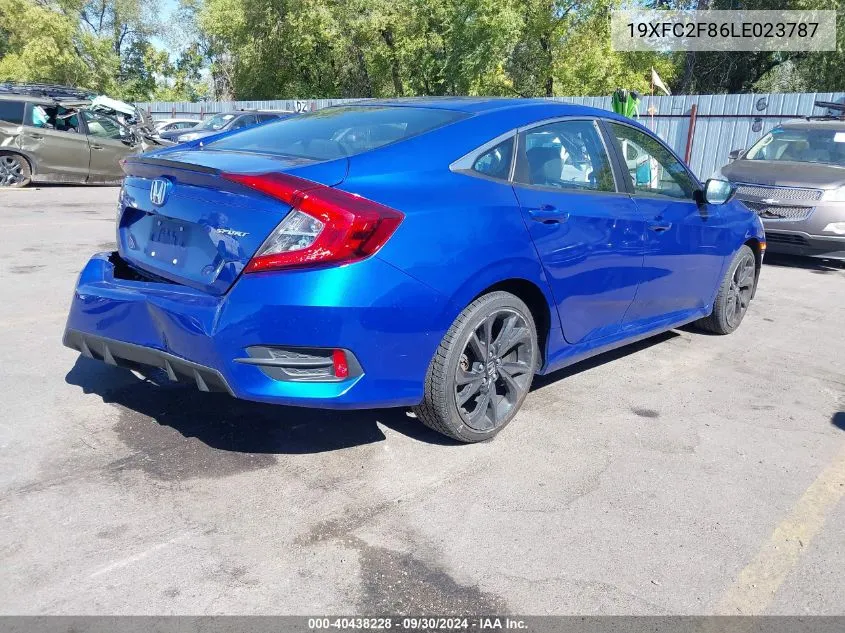 2020 Honda Civic Sport VIN: 19XFC2F86LE023787 Lot: 40438228