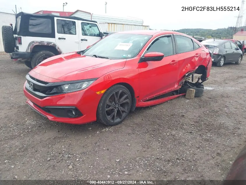 2020 Honda Civic Sport VIN: 2HGFC2F83LH555214 Lot: 40443912