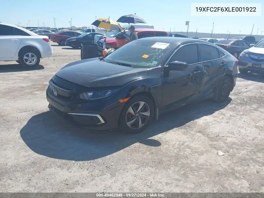 2020 Honda Civic Lx VIN: 19XFC2F6XLE001922 Lot: 40462048