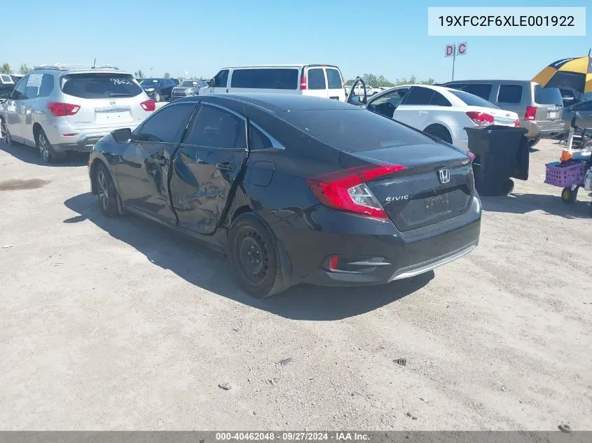 2020 Honda Civic Lx VIN: 19XFC2F6XLE001922 Lot: 40462048