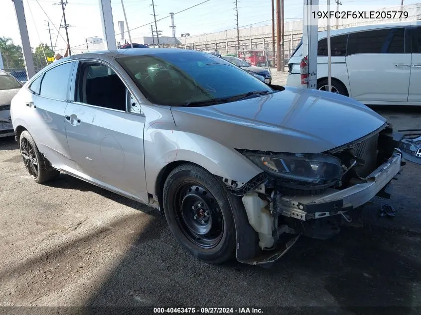 2020 Honda Civic Lx VIN: 19XFC2F6XLE205779 Lot: 40463475