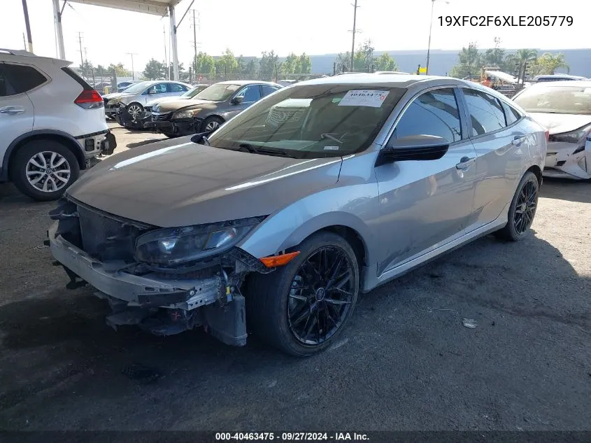 2020 Honda Civic Lx VIN: 19XFC2F6XLE205779 Lot: 40463475